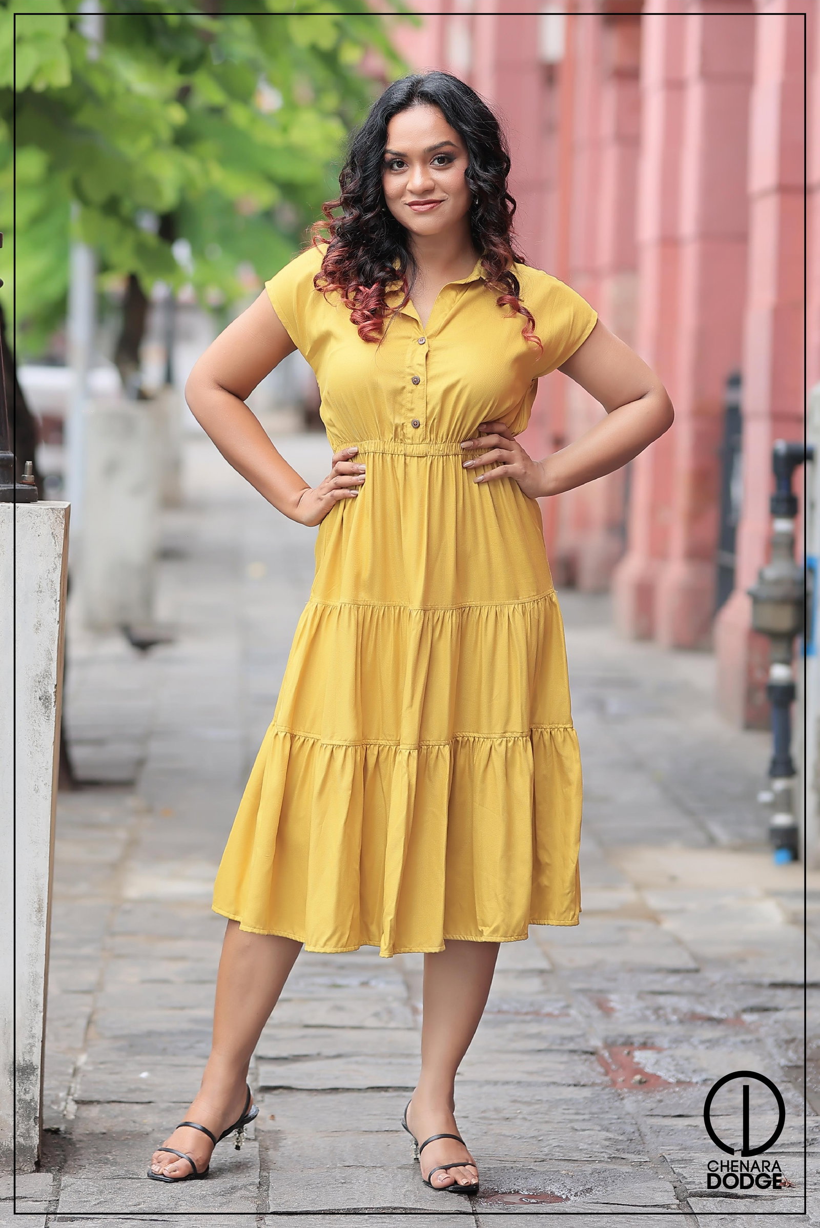 Lianora – Feminine Midi Dress with Structural Pattern main image 0
